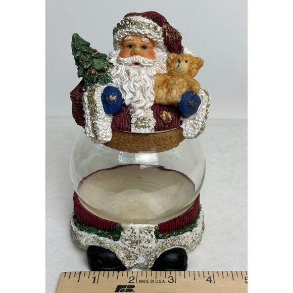 Santa Claus Glass Candy Dish 6" Removable Lid Holiday Hand-Painted Container - Picture 10 of 11